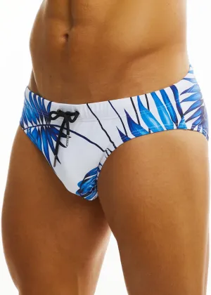 MIZOK Men's Sexy Bikini Swim Briefs Quick Dry Printed Swimsuit Beach Swimwear with Drawstring