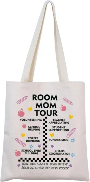 MNIGIU Funny Room Mom Tour Gift Classroom Mom Tote Bag School Volunteer Gift Back To School Gift