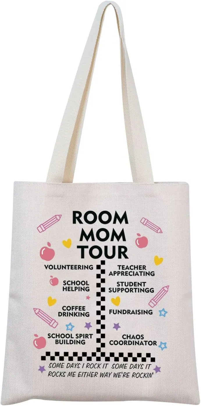 MNIGIU Funny Room Mom Tour Gift Classroom Mom Tote Bag School Volunteer Gift Back To School Gift
