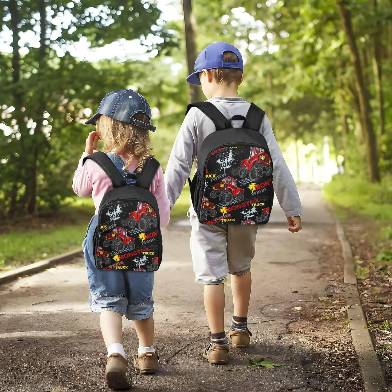 Monster Truck Toddler Backpack - Waterproof Mini Backpack for Boys/Girls - Cute Small Kindergarten Pre School Bag