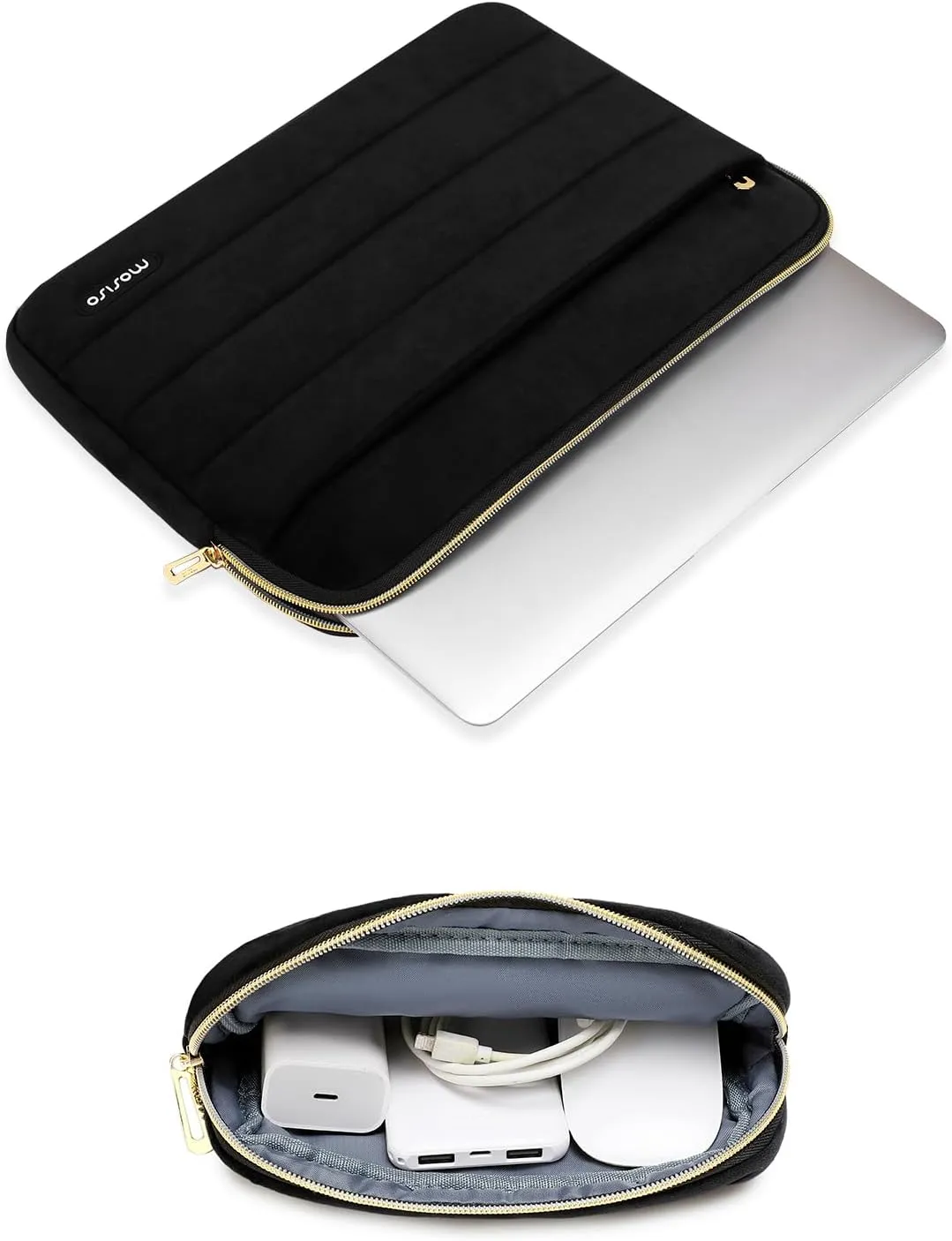 MOSISO 15-16 inch Laptop Case, 15.6 inch Laptop Sleeve Compatible with MacBook Pro 16, HP, Acer, Dell, Lenovo, ASUS Notebook Computer, Ultra Soft Cozy Lightweight Horizontal Bag with Small Case, Black