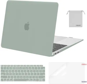 MOSISO Compatible with MacBook Air 13 inch Case 2022, 2021-2018 Release A2337 M1 A2179 A1932, Plastic Hard Shell&Keyboard Cover&Screen Film&Storage Bag for MacBook Air 13.3 inch Case, Antique Green