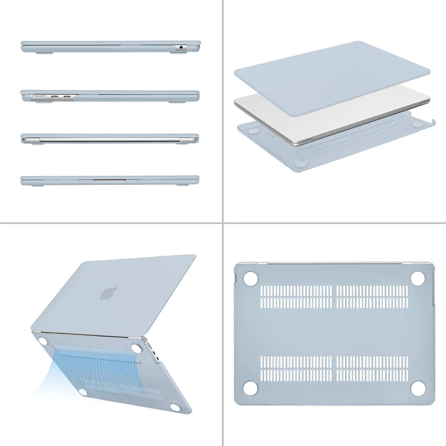 MOSISO Compatible with MacBook Air 13 inch Case 2025 2024 2023 2022 M4 A3240 M3 A3113 M2 A2681, Plastic Hard Shell&Keyboard Cover&Screen Film&Type C for MacBook Air 13.6 inch Case, Baby Blue