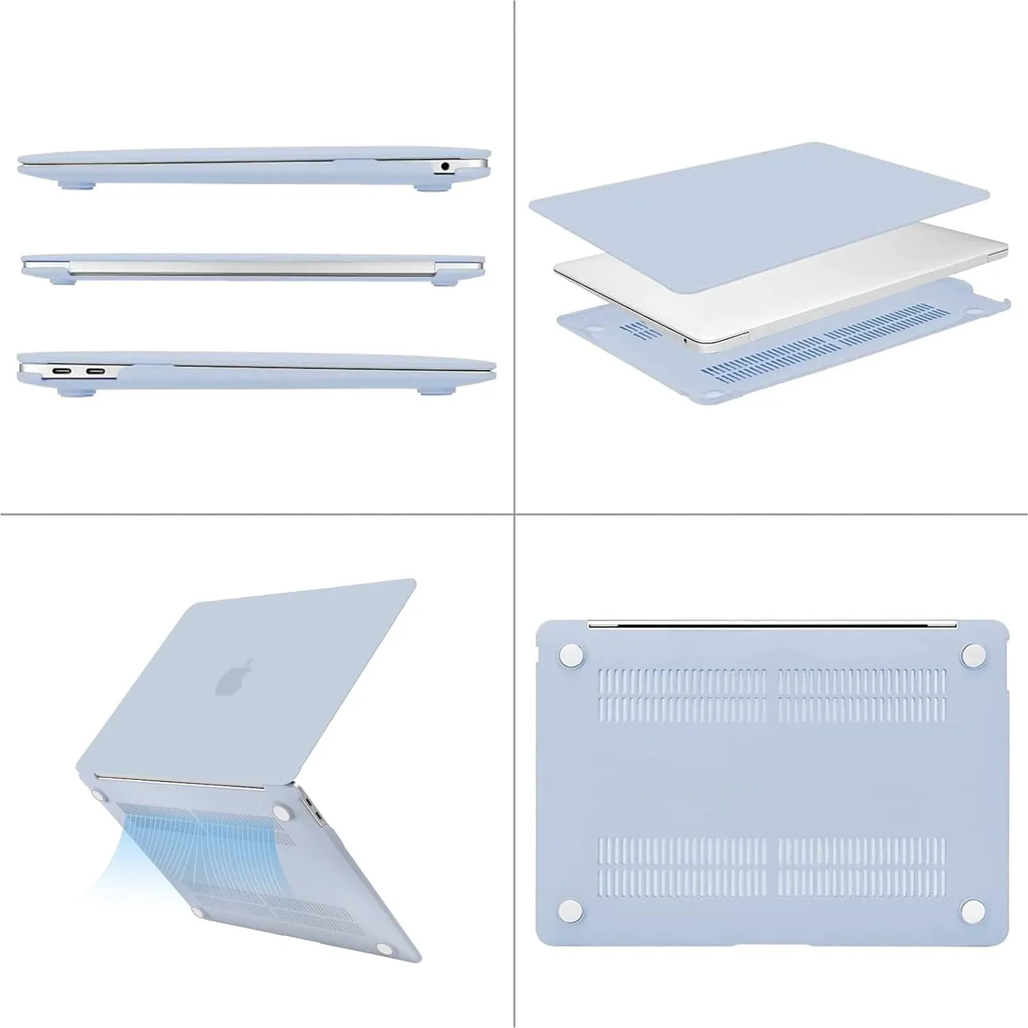 MOSISO Compatible with MacBook Air 13 inch Case M1 Chip 2021-2018 Release A2337 A2179 A1932, Plastic Hard Shell&Keyboard Cover&Screen Film&Storage Bag for MacBook Air 13.3 inch Case, Baby Blue