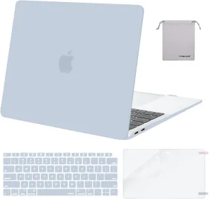 MOSISO Compatible with MacBook Air 13 inch Case M1 Chip 2021-2018 Release A2337 A2179 A1932, Plastic Hard Shell&Keyboard Cover&Screen Film&Storage Bag for MacBook Air 13.3 inch Case, Baby Blue