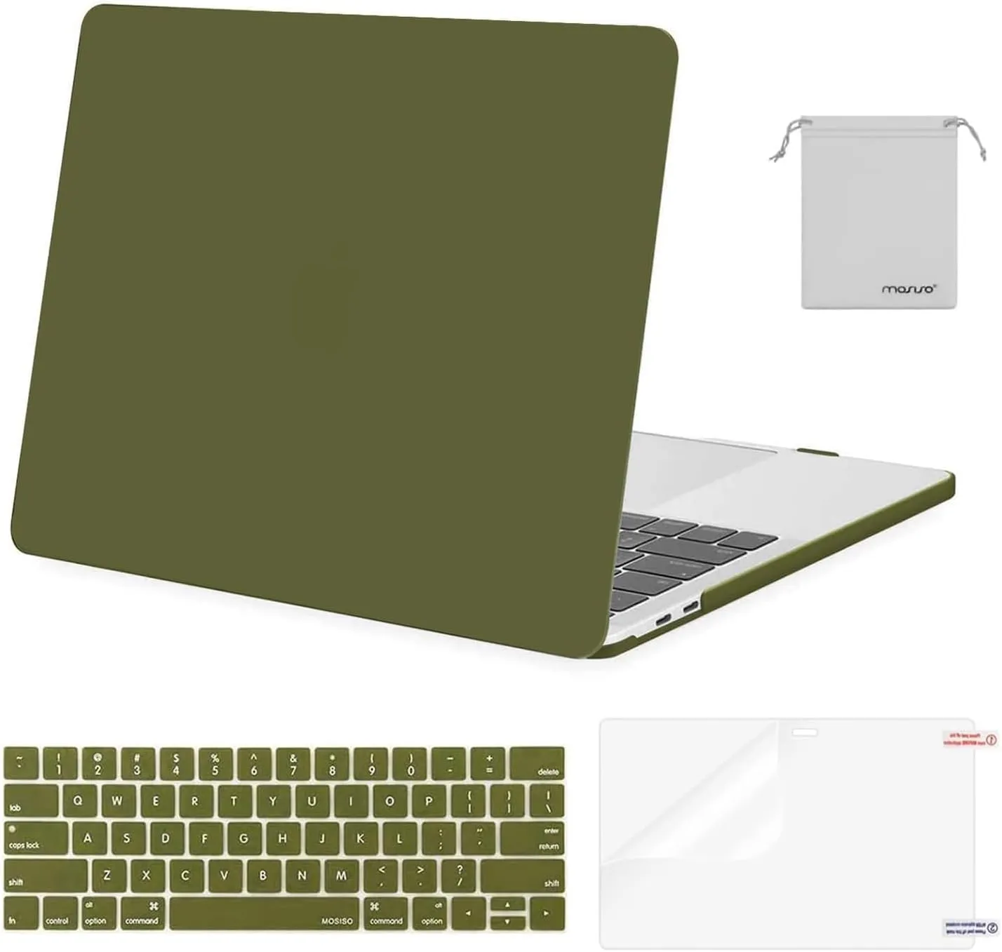 MOSISO Compatible with MacBook Pro 13 inch Case M2 2025, 2024, 2023, 2022-2016 A2338 M1 A2251 A2289 A2159 A1989 A1708 A1706, Plastic Hard Shell&Keyboard Cover&Screen Film&Storage Bag, Capulet Olive