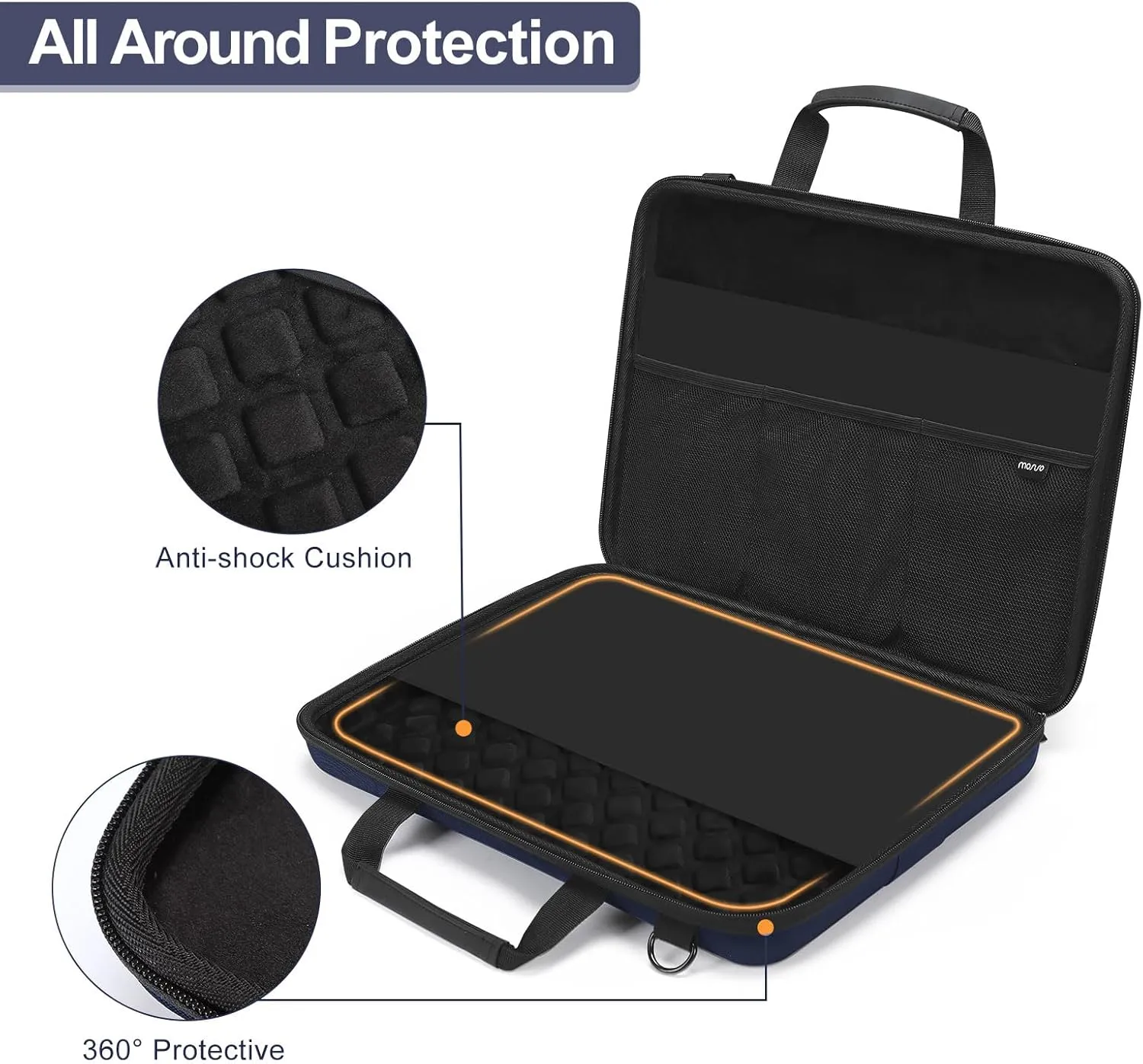 MOSISO Hard Shell Laptop Case for Men Women,13 inch Computer Bag Compatible with MacBook, HP, Dell, Lenovo, Asus, Notebook,13.3 inch Laptop Bag with Front Pocket & Shoulder Strap, Navy Blue