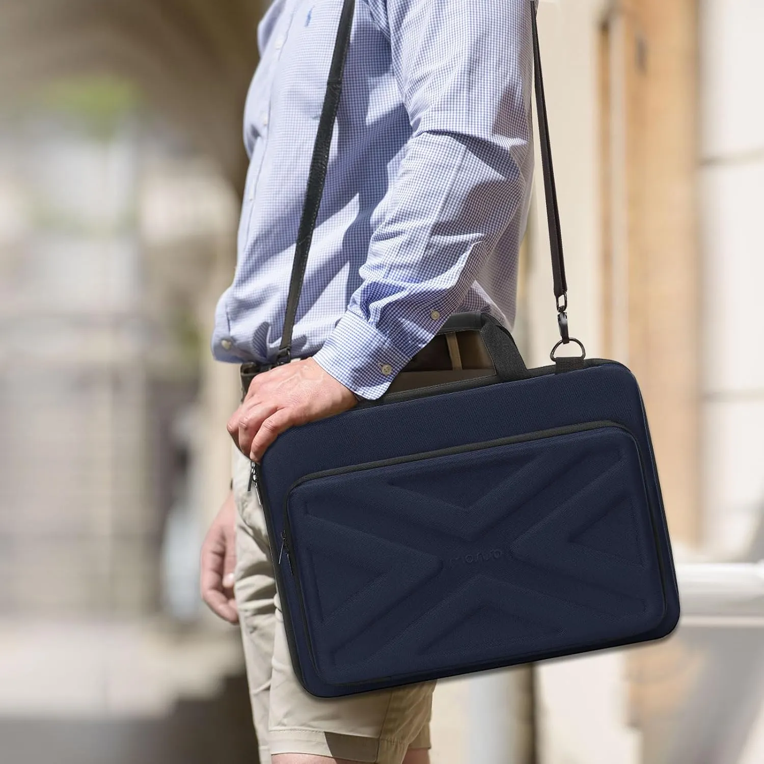 MOSISO Hard Shell Laptop Case for Men Women,13 inch Computer Bag Compatible with MacBook, HP, Dell, Lenovo, Asus, Notebook,13.3 inch Laptop Bag with Front Pocket & Shoulder Strap, Navy Blue