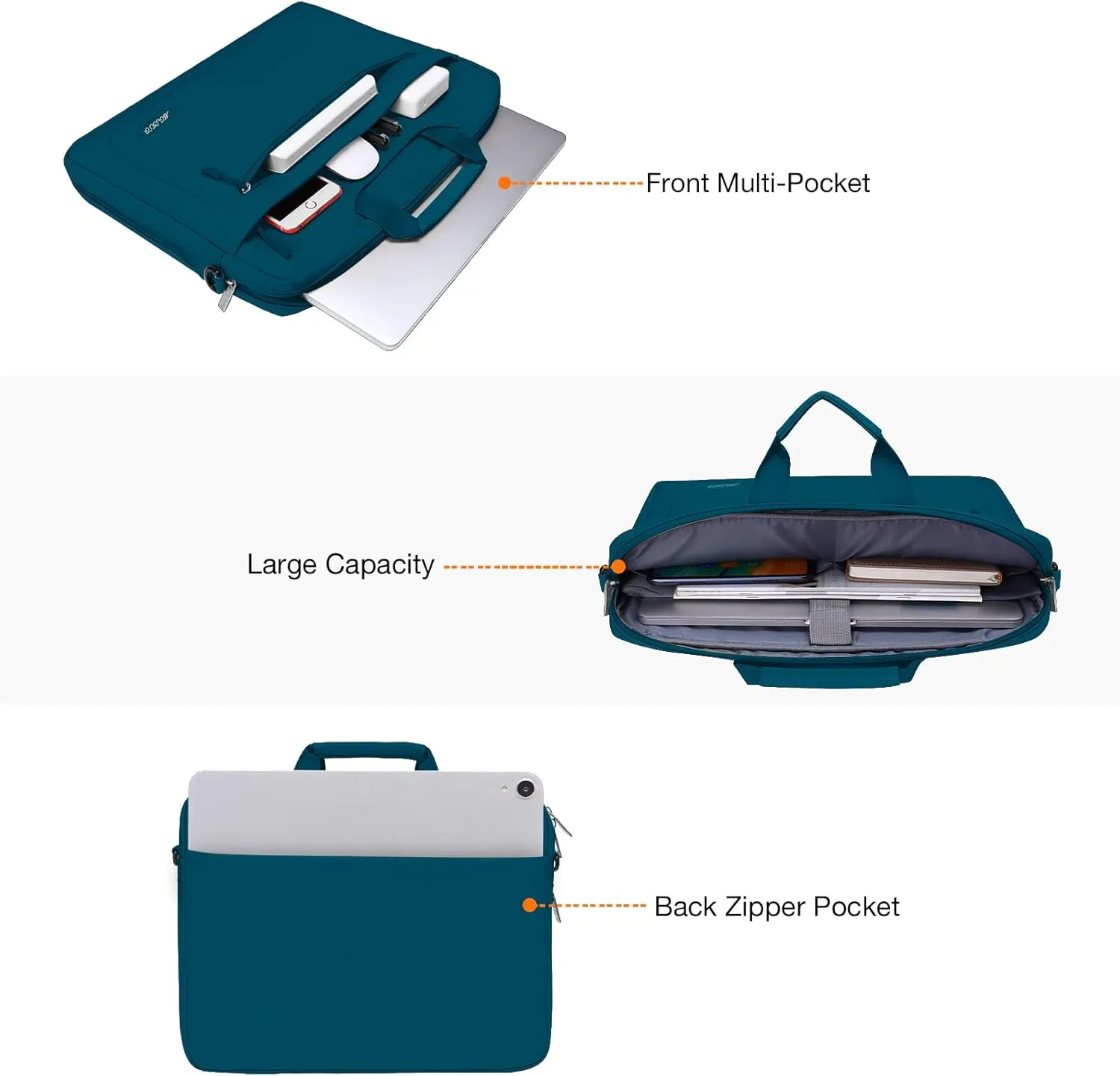MOSISO Laptop Shoulder Messenger Bag Compatible with 17-17.3 inch Dell XPS/HP Pavilion/Ideapad/Acer/Alienware/HP Omen with Adjustable Depth at Bottom, Deep Teal