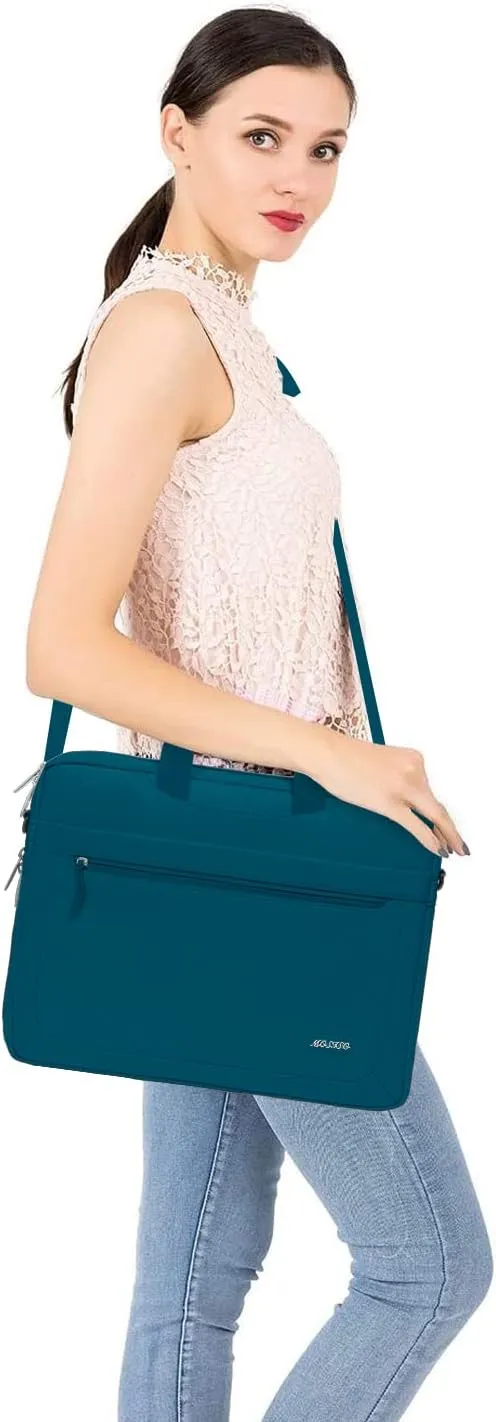 MOSISO Laptop Shoulder Messenger Bag Compatible with 17-17.3 inch Dell XPS/HP Pavilion/Ideapad/Acer/Alienware/HP Omen with Adjustable Depth at Bottom, Deep Teal