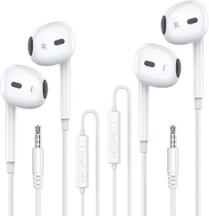 MOSWAG in Ear Headphones, Half in Ear Headphones with Mic Built in Volume Control Suitable for IPad, Android, MP3, Samsung Most 3.5mm Audio Devices
