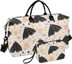 Moth Crystal Star Ivory Sports Gym Bag for Women Men Travel Duffel Bag Weekend Overnight Carry on Bag with Toiletry Bag Yoga Bag for Plane Hospital Workout Swimming Yoga