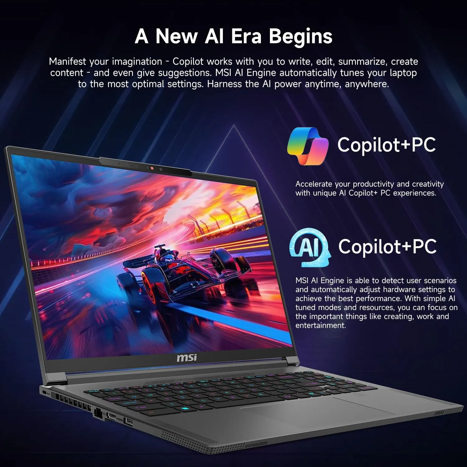MSI Creator 16 Gaming Laptop, WQXGA 240Hz, AMD Ryzen AI 9 365, NVIDIA GeForce RTX 4060, 32GB RAM, 1TB SSD, Per Key RGB KB, Wi-Fi 7, W11 H, Bundle with Targus 100W Docking Station