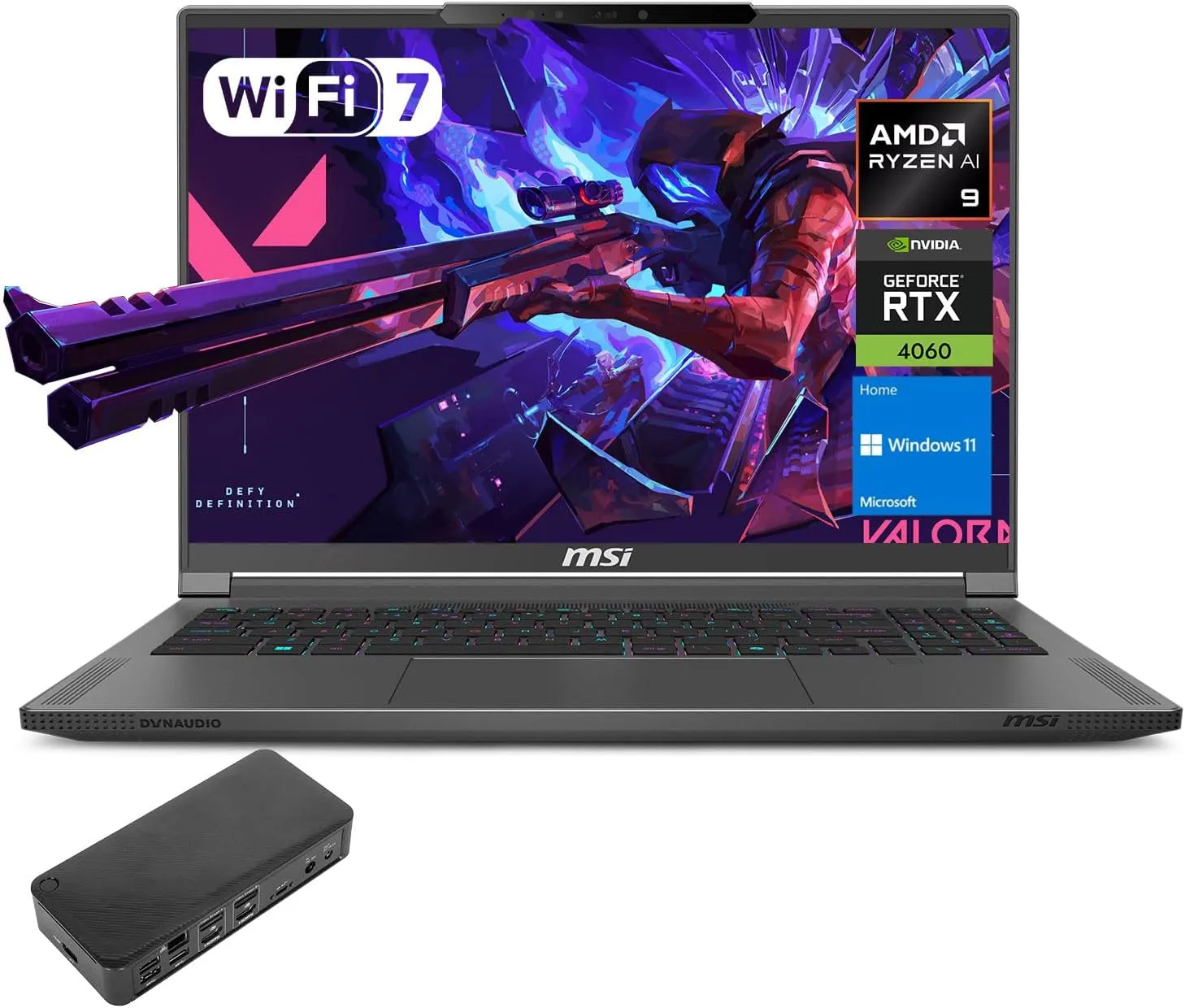 MSI Creator 16 Gaming Laptop, WQXGA 240Hz, AMD Ryzen AI 9 365, NVIDIA GeForce RTX 4060, 32GB RAM, 1TB SSD, Per Key RGB KB, Wi-Fi 7, W11 H, Bundle with Targus 100W Docking Station