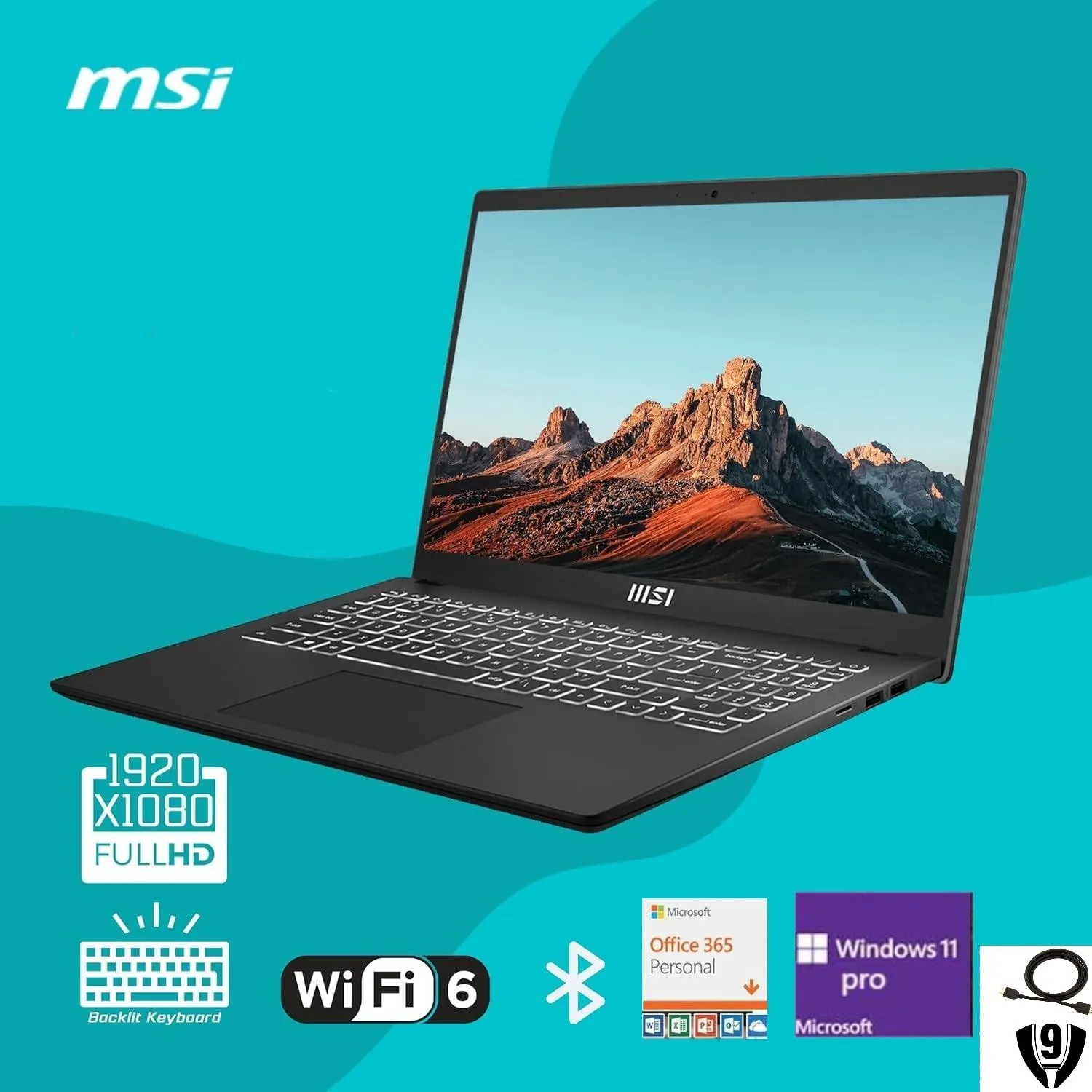 msi Modern 15 15.6" FHD Laptop with Microsoft Office, Intel Core i5-1235U 10-Cores Processor, 16GB RAM 1TB PCIe SSD, SD Card Reader, Backlit Keyboard, Bluetooth 5, Wi-Fi 6, Windows 11 Pro, Black