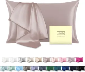 Mulberry Silk Pillowcase for Hair and Skin Standard Size 20"X 26" Pillow Case with Hidden Zipper Soft Breathable Smooth Cooling Covers for Sleeping(Apricot Gray,1Pcs)