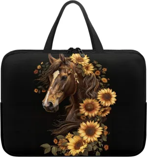 Mumeson Horse 3D Print Laptop Cover Bag Durable Laptop Computer Carrying Bag Handbag Tablet Briefcase Handbag Slim Laptop Case Tote Bag