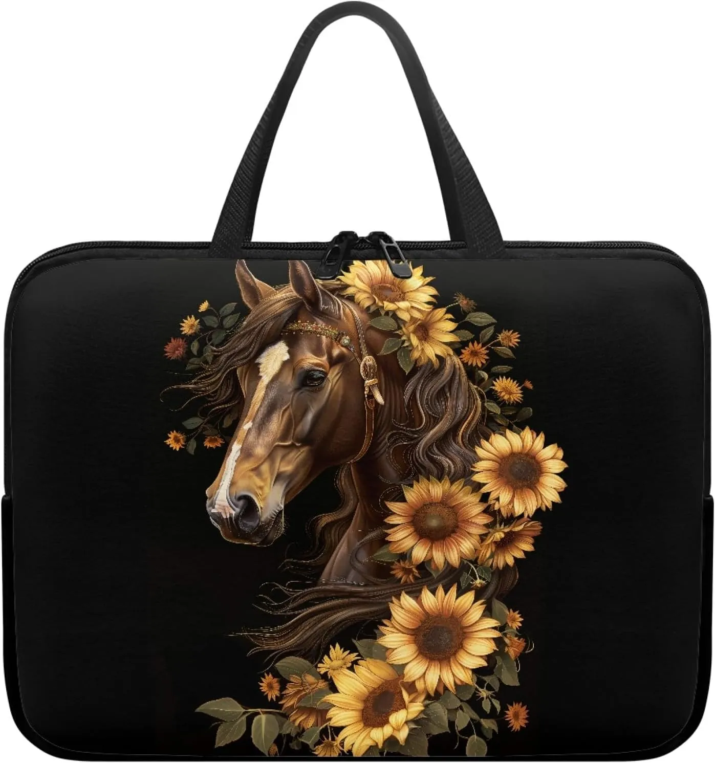Mumeson Horse 3D Print Laptop Cover Bag Durable Laptop Computer Carrying Bag Handbag Tablet Briefcase Handbag Slim Laptop Case Tote Bag