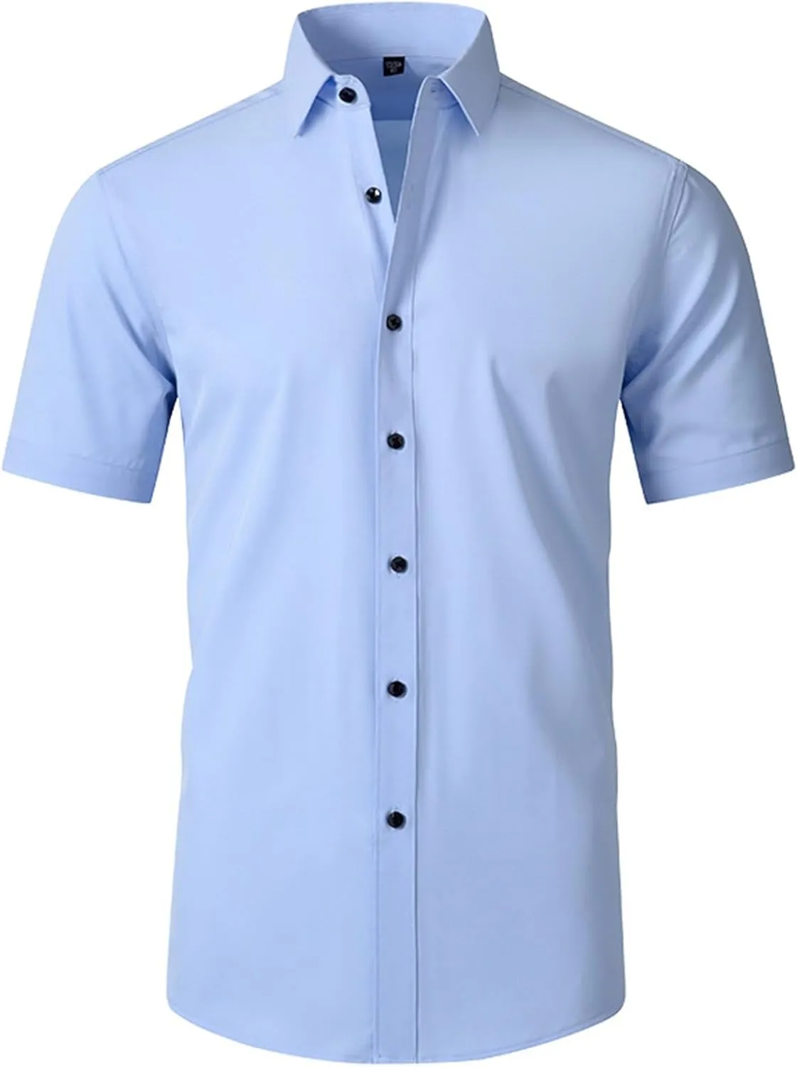 Muscularfit Dress Shirts for Men Slim Fit Short Sleeve Collared T-Shirt Casual Fashion Button Down Shirt Summer Vacation Tops