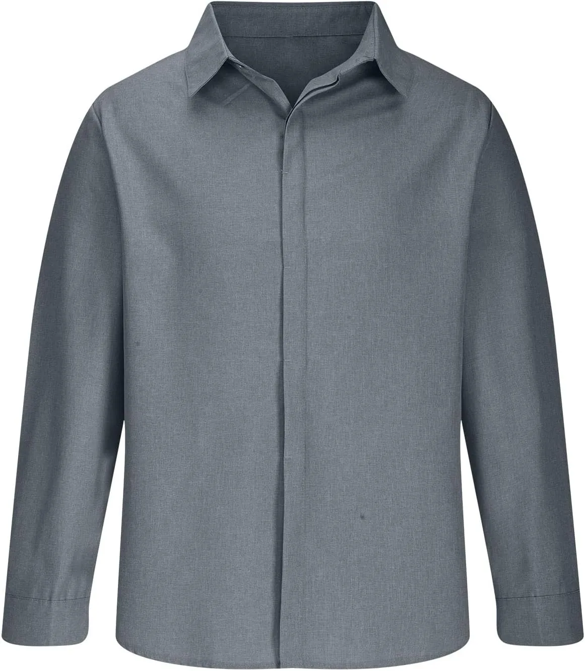 Muscularfit Long Sleeve Button Down Shirts for Men Summer Fashion Solid Color Collar Tshirts Trendy Outfits Clothing 2024
