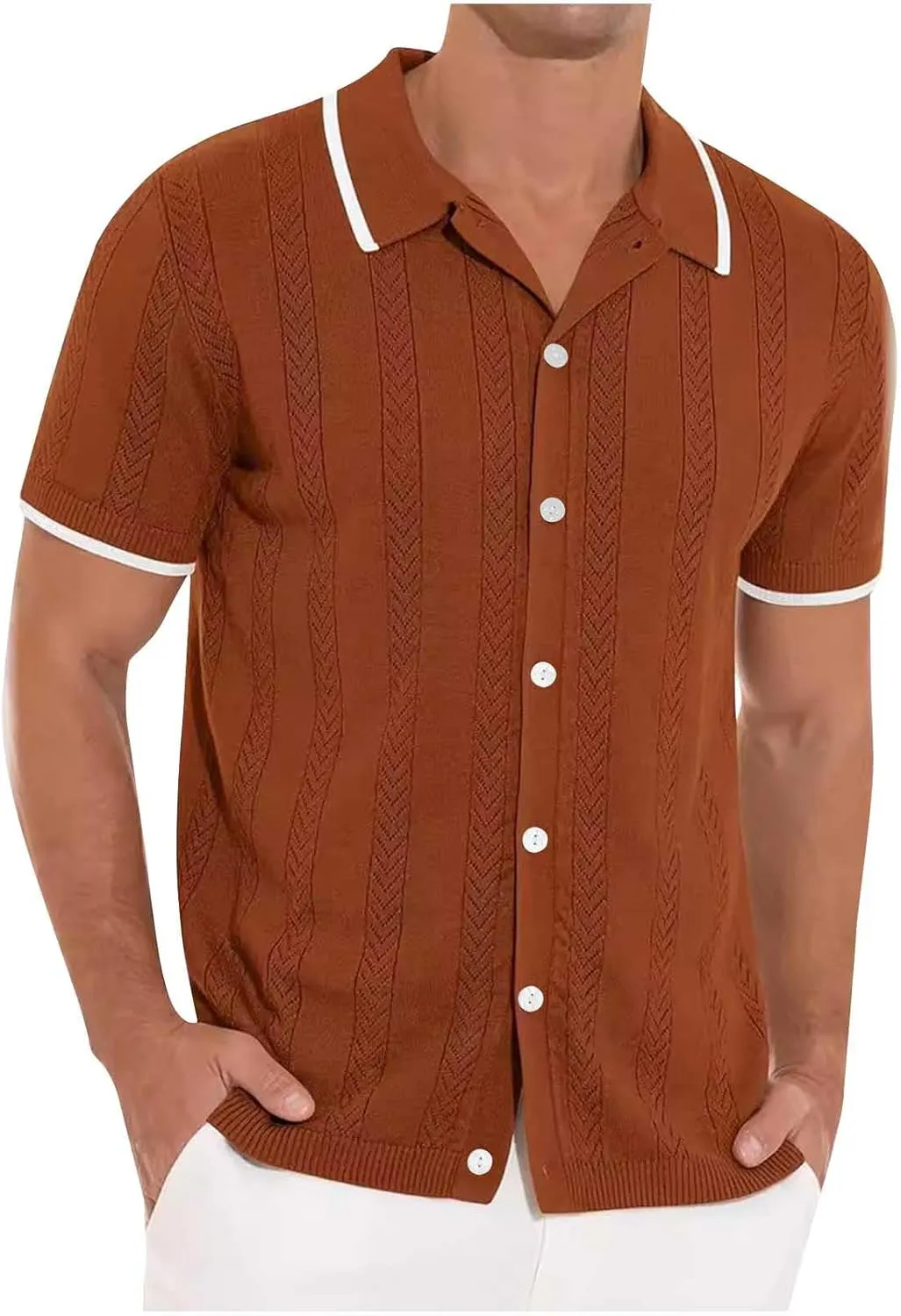 Muscularfit Mens Button Down Short Sleeve Shirt Hawaiian Summer Beach Solid Collar T-Shirts Fashion Vacation Tropical Shirts