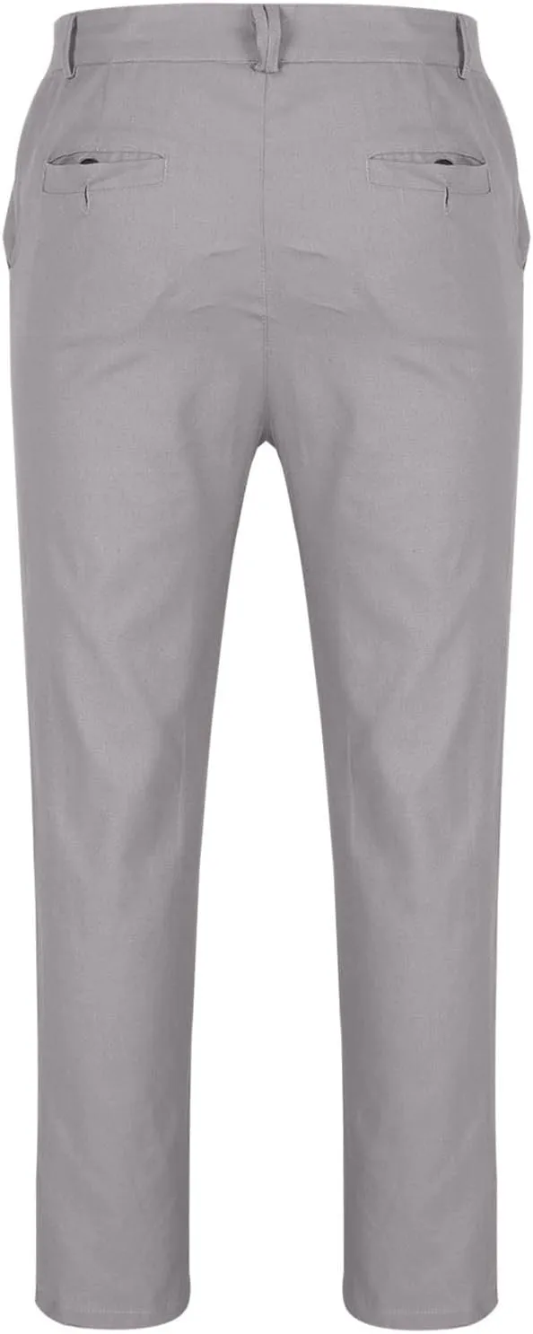 Muscularfit Mens Casual Dress Cotton Linen Pants Loose Fit Straight Legs Fashion Buckle Zipper Business Straight Sweatpants