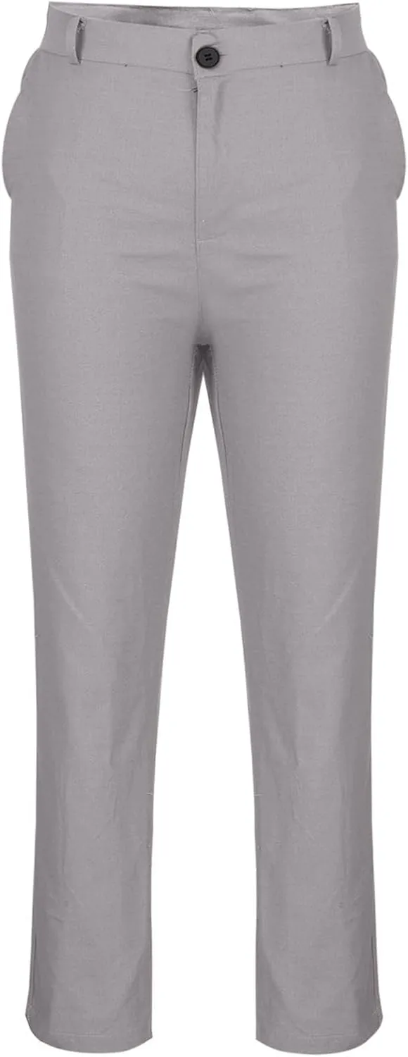 Muscularfit Mens Casual Dress Cotton Linen Pants Loose Fit Straight Legs Fashion Buckle Zipper Business Straight Sweatpants