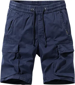Muscularfit Mens Casual Shorts Drawstring Elastic Waist Multi Pocket Cargo Shorts Summer Beach Work Athletic Tooling Shorts
