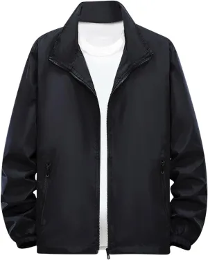 Muscularfit Mens Fall Jackets Windproof Outdoor Casual Jackets Full Zip Coat Fashion Solid Lightweight Jacket With Zip Pocket