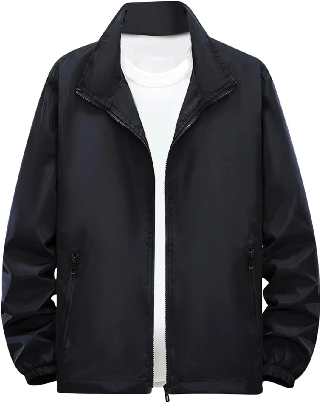 Muscularfit Mens Fall Jackets Windproof Outdoor Casual Jackets Full Zip Coat Fashion Solid Lightweight Jacket With Zip Pocket