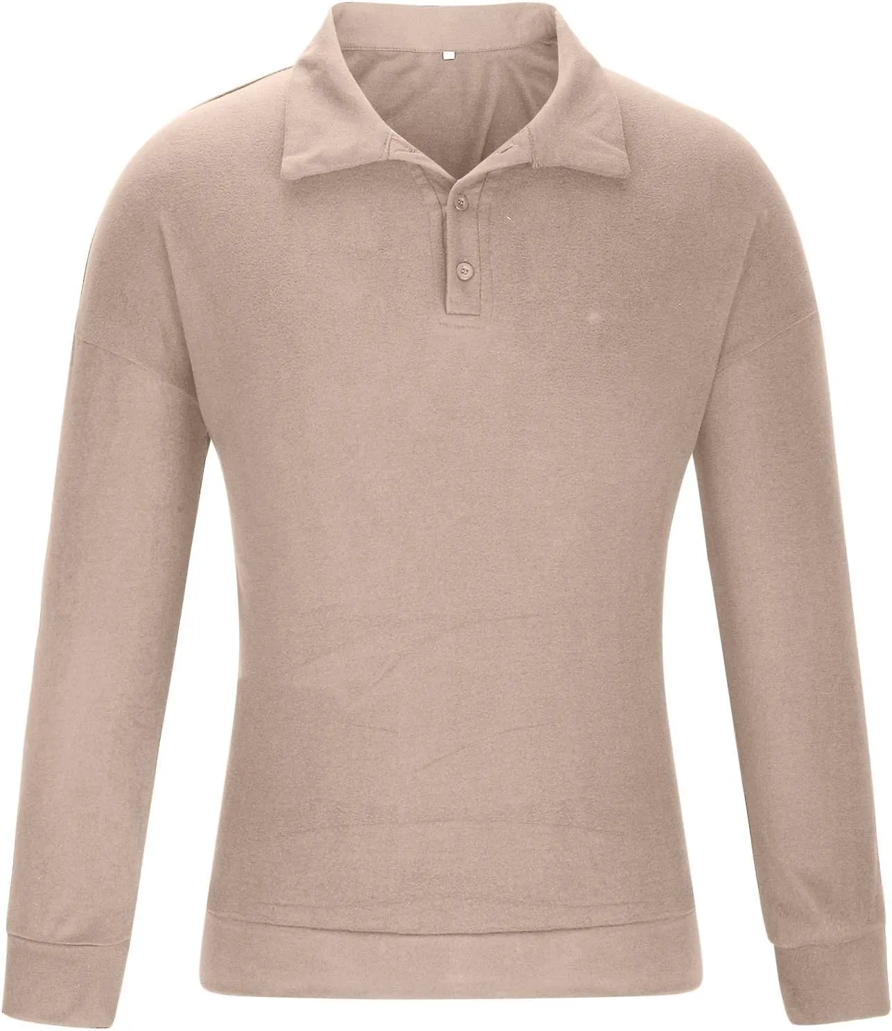 Muscularfit Mens Shirts Casual Long Sleeve Solid Button Down T-Shirts Lightweight Collar Polo Shirt Loose Pullover Henley Tee