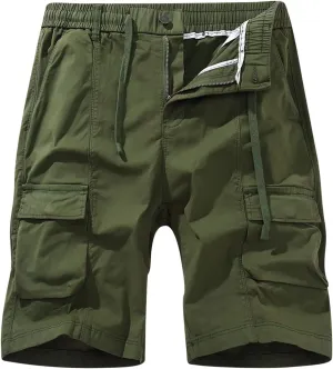 Muscularfit Mens Shorts 7 Inch Inseam Stretch Waist Drawstring Cargo Shorts Ultimate Comfort Linen Short with Pockets Outdoor