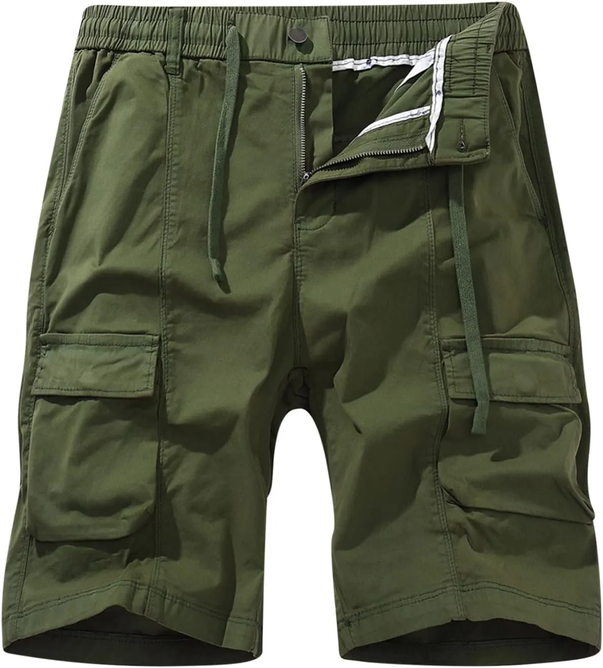 Muscularfit Mens Shorts 7 Inch Inseam Stretch Waist Drawstring Cargo Shorts Ultimate Comfort Linen Short with Pockets Outdoor