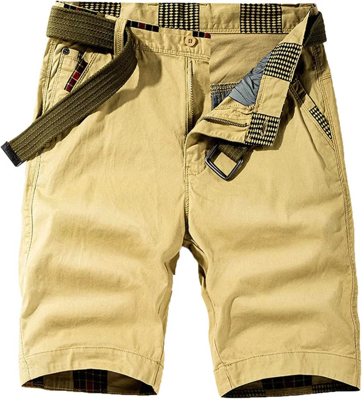 Muscularfit Mens Shorts 7 Inch Slim Fit Solid Buckle Zipper Cargo Shorts with Pocket Outdoor Fashion Work Utility Shorts 2023