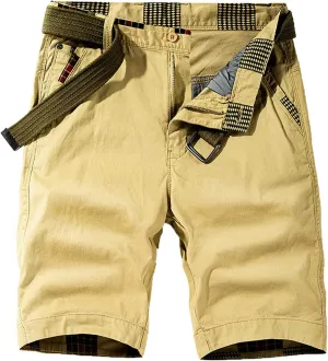 Muscularfit Mens Shorts 7 Inch Slim Fit Solid Buckle Zipper Cargo Shorts with Pocket Outdoor Fashion Work Utility Shorts 2023