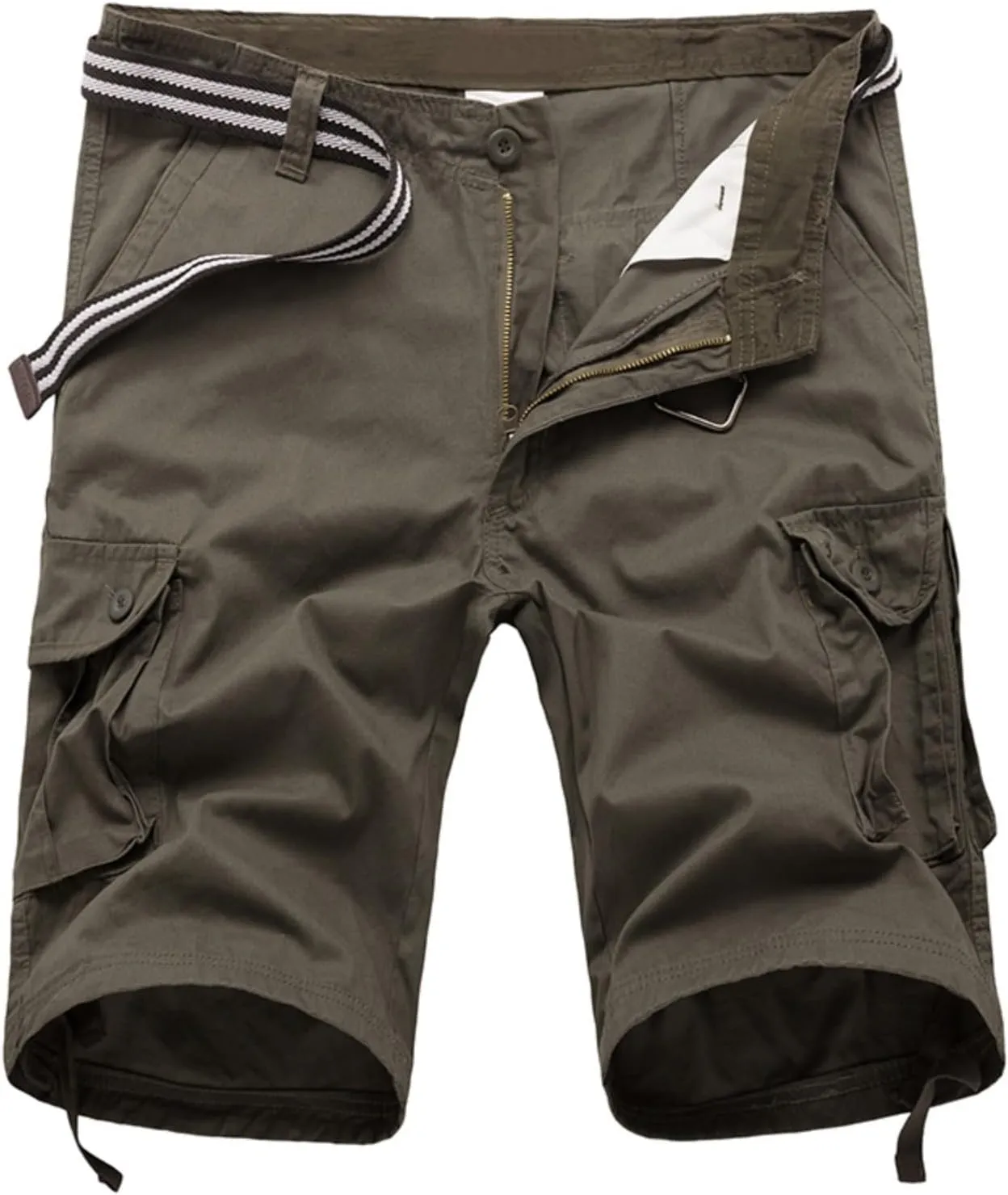 Muscularfit Men's Streetwear Trendy Shorts Solid Outdoor Running Hiking Cotton Cargo Shorts Elastic Waist Drawstring Short