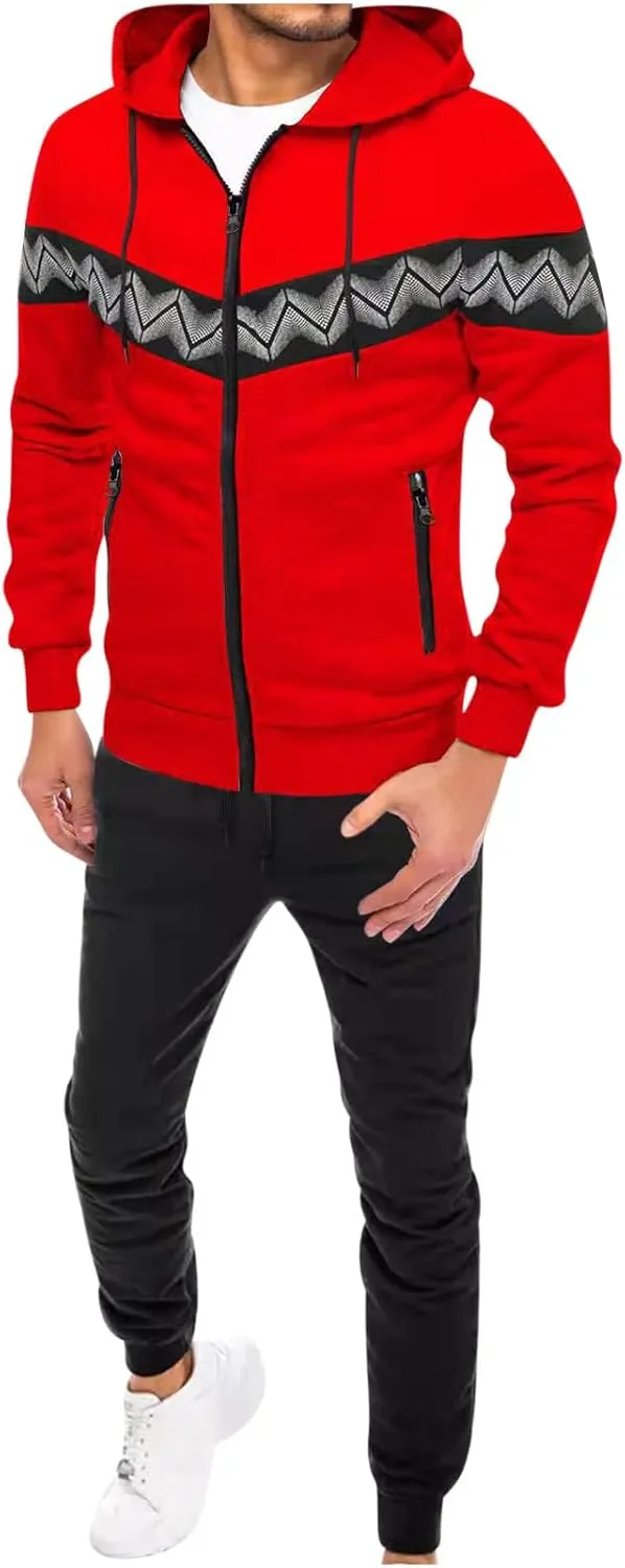 Muscularfit Men's Tracksuit 2 Piece Hooded Athletic Sweatsuits Drawstring Pullover Sweatshirt Athletic Jogging 2 Piece Outfit