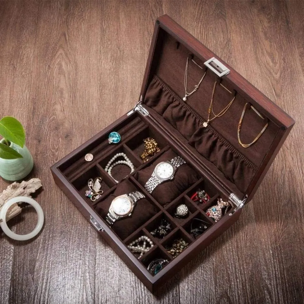 MUSUMI Watch Storage Box Lock Type Ash Wood Jewelry Box Wooden Jewelry Bracelet Fashion (B)