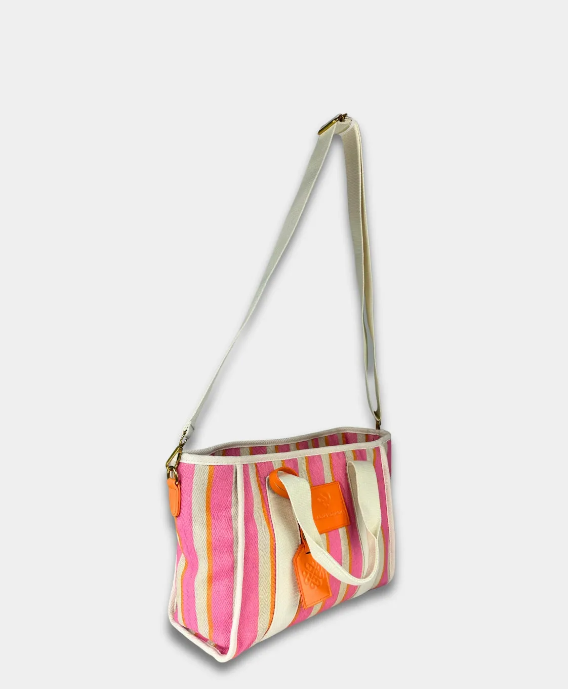 MV Canvas Striped Tote Pink
