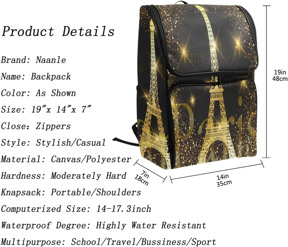 Naanle Daypack College School Backpack Large Travel Hiking Bags for Men Women,Waterproof Computer Bag Fits 15.6 Inch Laptop