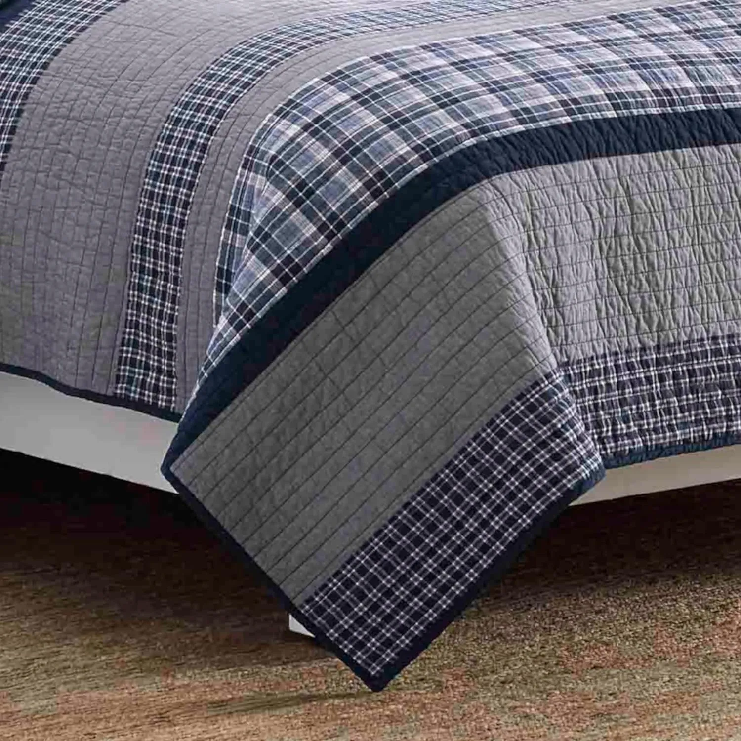 Nautica - Queen Quilt, Cotton Reversible Bedding, Bedding Set for All Seasons (Adelson Blue, Queen)