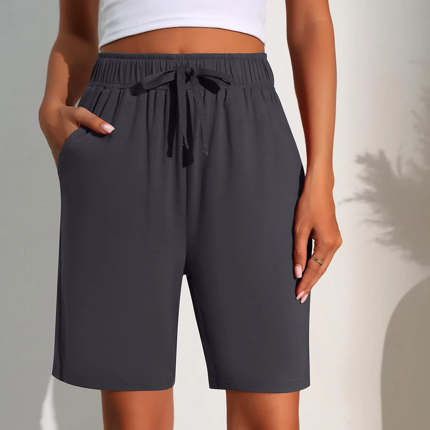 Neer 3 Pack Women's Quick Dry Shorts Women Drawstring High Waisted Bermuda Athletic Shorts with Pockets