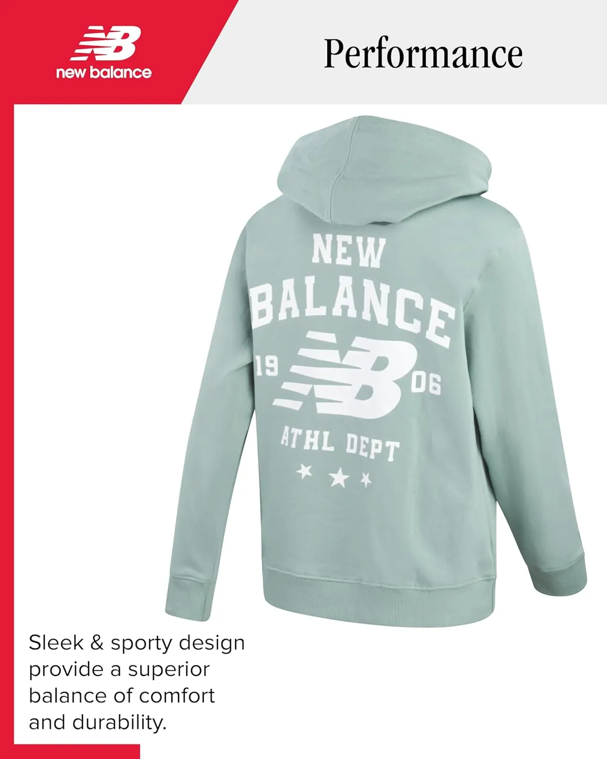 New Balance Boys' Athletic Hoodies - Performance Fleece Pullover Hoodie Sweatshirt with Stylish Back Graphic Print (8-20)
