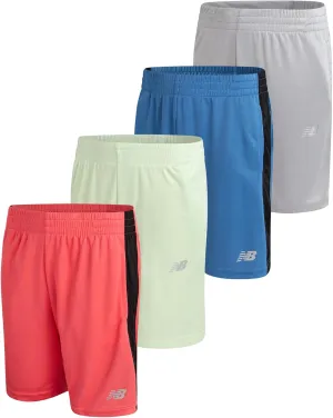New Balance Boys Athletic Shorts - 4 Pack Moisture-Wicking Performance Mesh Shorts for Boys for Running and Sports (4-20)