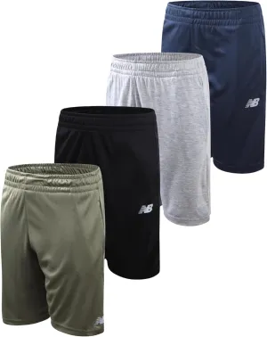 New Balance Boys Athletic Shorts - 4 Pack Moisture-Wicking Performance Mesh Shorts for Boys for Running and Sports (4-20)