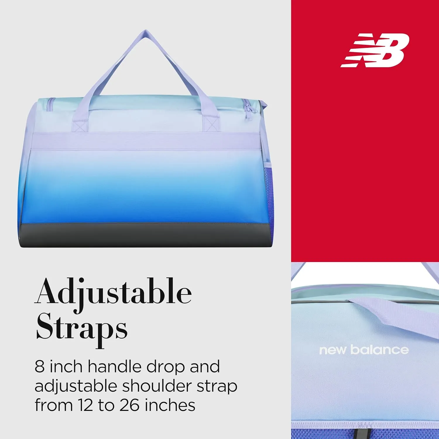 New Balance Duffel Bag, Medium Gym Travel Luggage with Carry Handles and Adjustable Shoulder Strap