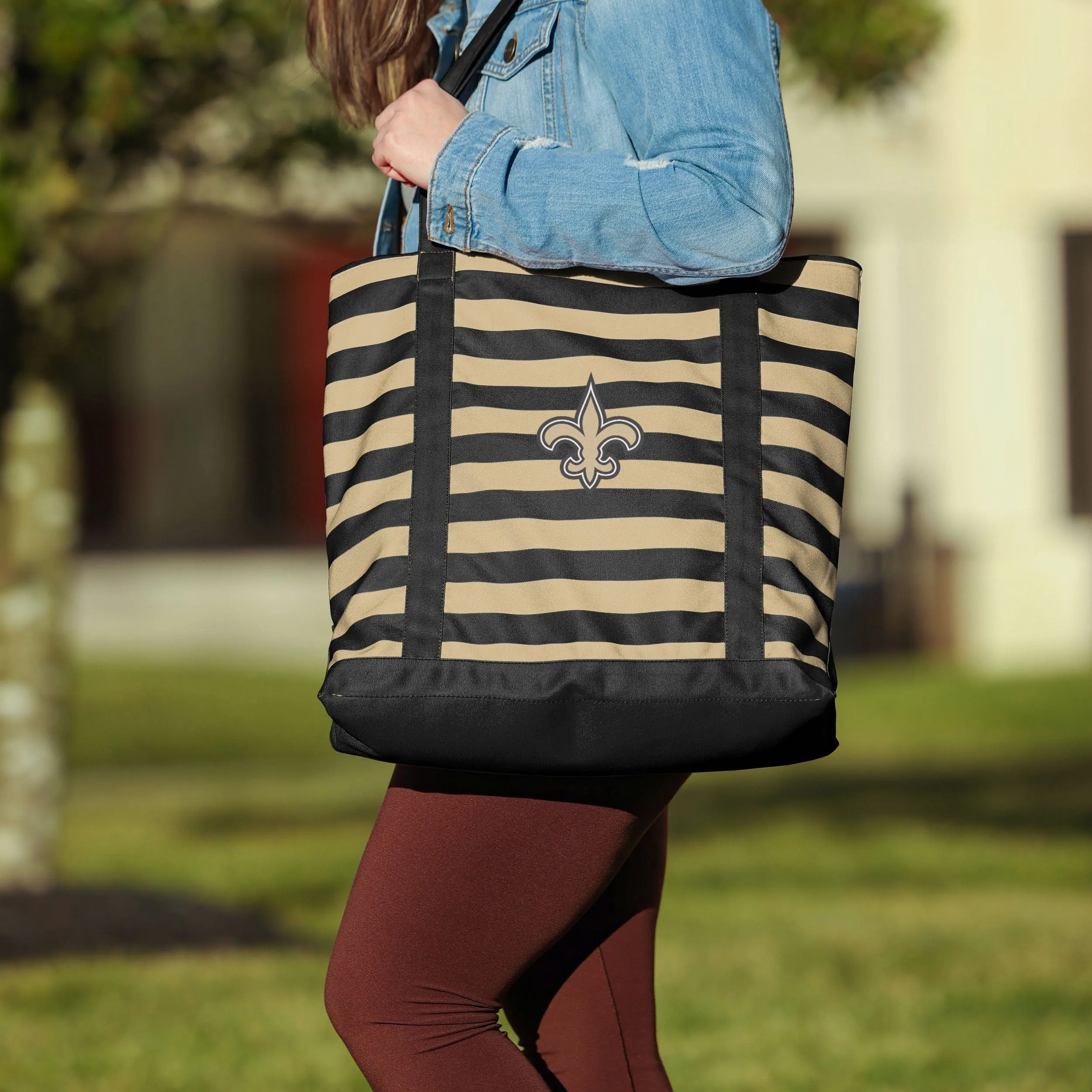 New Orleans Saints Team Stripe Canvas Tote Bag