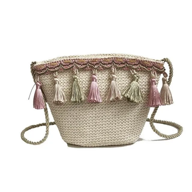 New Tassels Straw beach bag