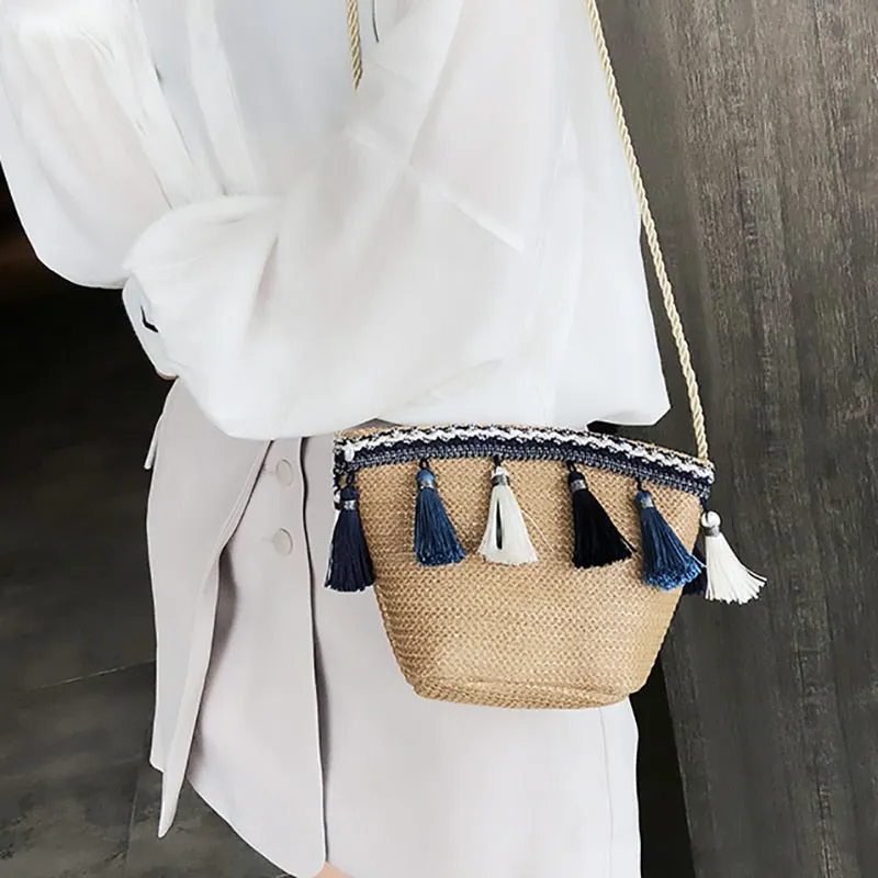 New Tassels Straw beach bag