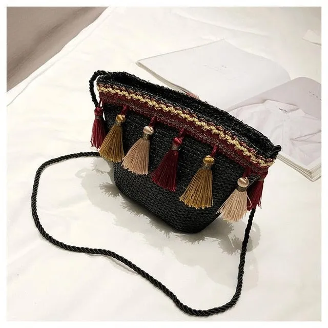 New Tassels Straw beach bag